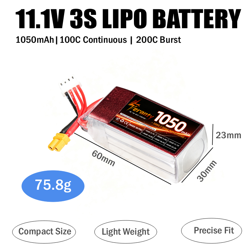 2PCS 1050mAh 2S 3S 4S RC Lipo  - Drone Battery 3S recension och pris